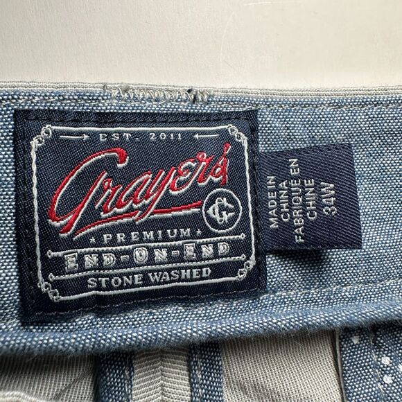 Grayers Stretch End on End Shorts 9" Stone Grey Men's 34W (Fits 35) EUC - Picture 4 of 12